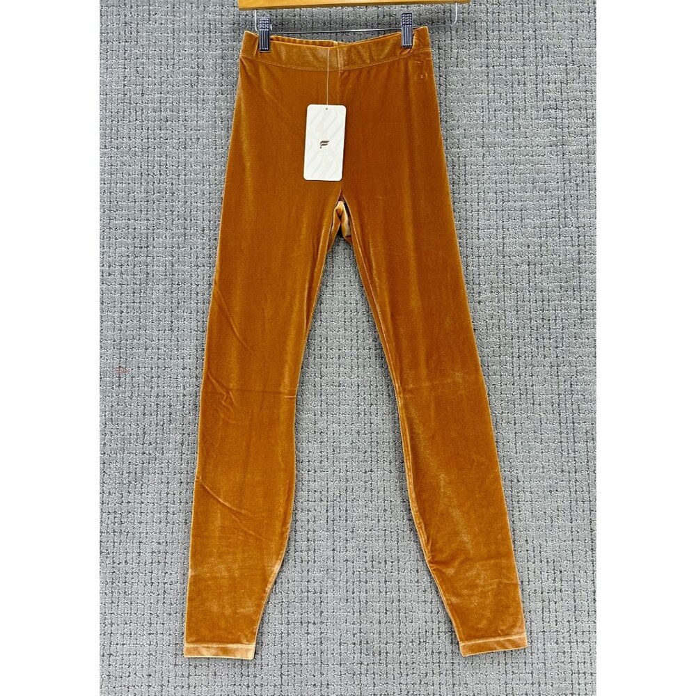 Fabletics Womens Emma Velour Leggings XXS Mustard Pull On High Waisted NWT